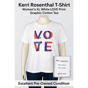 Kerri Rosenthal Suke Love Lines Tee Women's XL White LOVE Graphic Art Shirt $98
